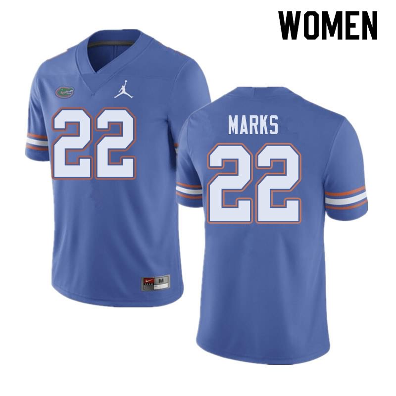 Women's NCAA Florida Gators Dionte Marks #22 Stitched Authentic Jordan Brand Blue College Football Jersey EUT3065UD